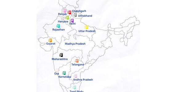 Map showing chargers in India.